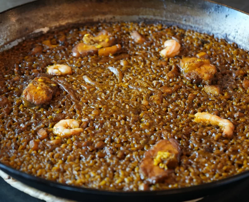 Arroz meloso con gambas en paella, La Giralda Dénia